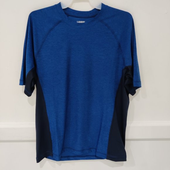NWT Lands' End Men's Crew Neck Short Sleeve Rash Guard UPF 50 L $60 FLF119 - Picture 1 of 2